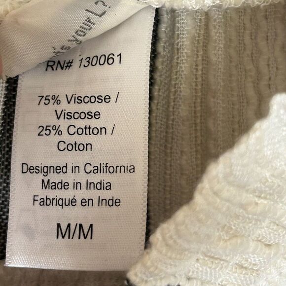 L*Space Izzy Striped Smocked Coverup Womens Size M Off The Shoulders Side Slits - Picture 10 of 10